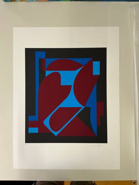 Victor Vasarely – Burgunder, Blue and Black